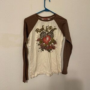 Rock & Roll Long Sleeve Shirt - Brown and Cream